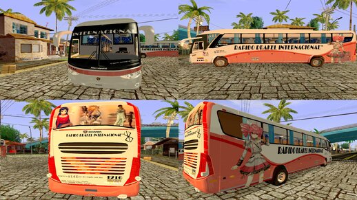 Bus 5 Marcopolo Paradiso G7 1200 4x2 Mercedes Benz O500RS con Carrocería Rápido Drakel Internacional con Stickers de Animes
