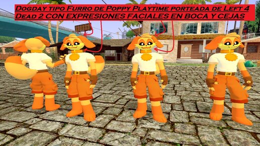 Dogday tipo Furro de Poppy Playtime porteada de Left 4 Dead 2 CON EXPRESIONES FACIALES EN BOCA Y CEJAS
