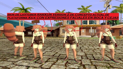 Vtuber RAKKUN Versión 2 de Concepto actual de plataforma Kick CON EXPRESIONES FACIALES EN BOCA Y CEJAS
