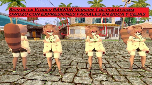 Vtuber RAKKUN Versión 1 de plataforma OWOZU CON EXPRESIONES FACIALES EN BOCA Y CEJAS