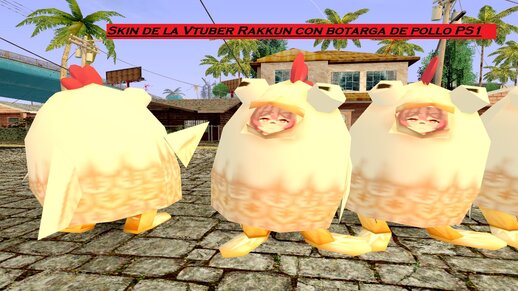 Vtuber Rakkun con botarga de pollo de PS1