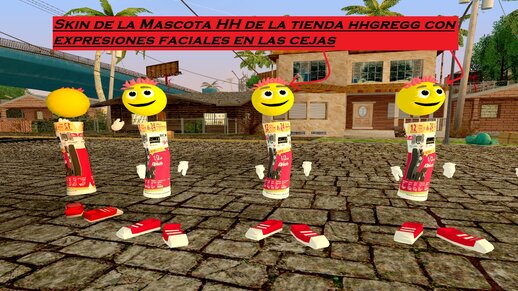 La Mascota HH de la tienda hhgregg CON EXPRESIONES FACIALES EN LAS CEJAS