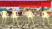 2D de Gorillaz de colaboración de Fortnite CON EXPRESIONES FACIALES EN BOCA Y CEJAS con y sin Gafas